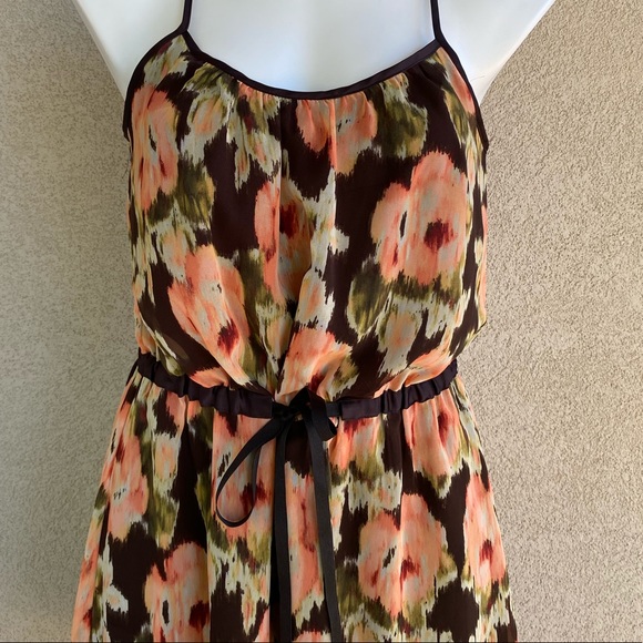 Floral Print Drawstring Waist Cocktail Mini Dress - Picture 5 of 5